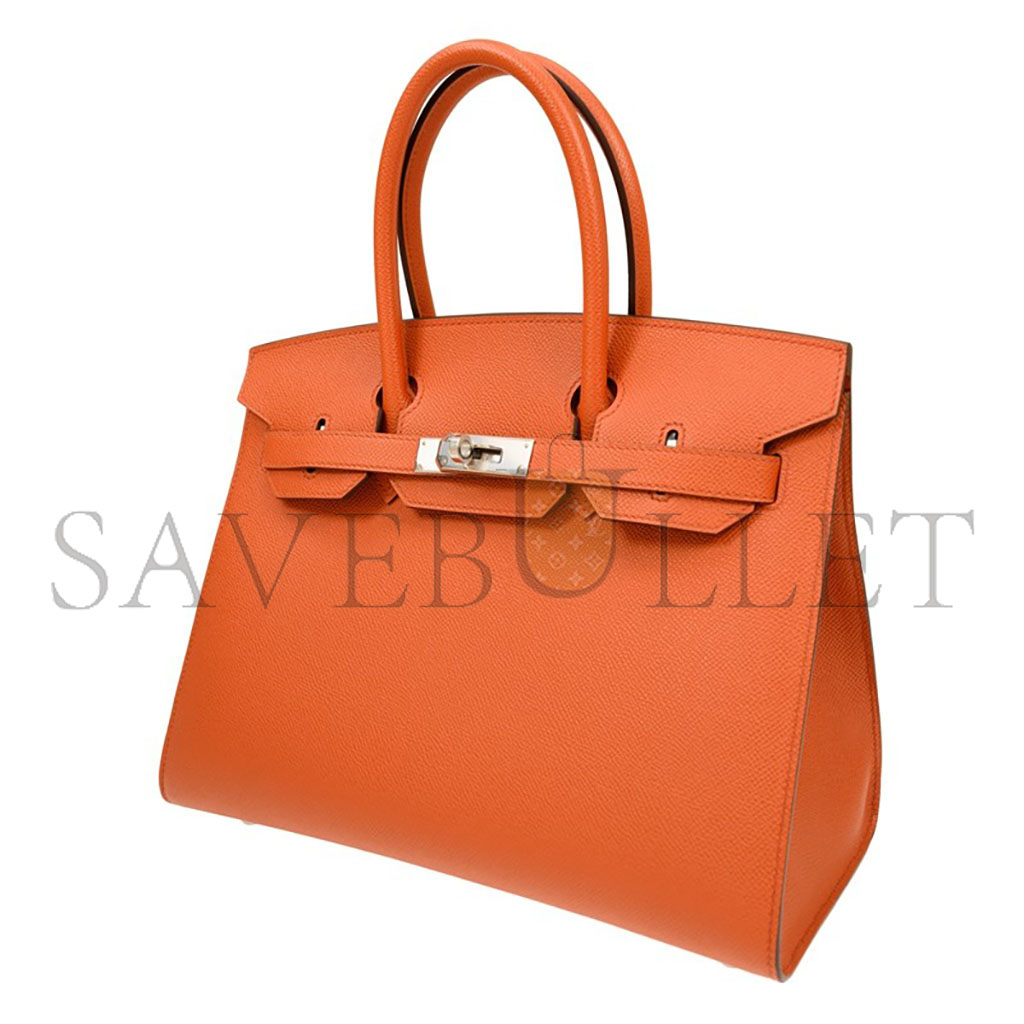 HERMES BIRKIN 35 EPSOM LEATHER ORANGE SILVER BUCKLE LUXURY BAG BK30R1EPSSO (35*28*18cm)